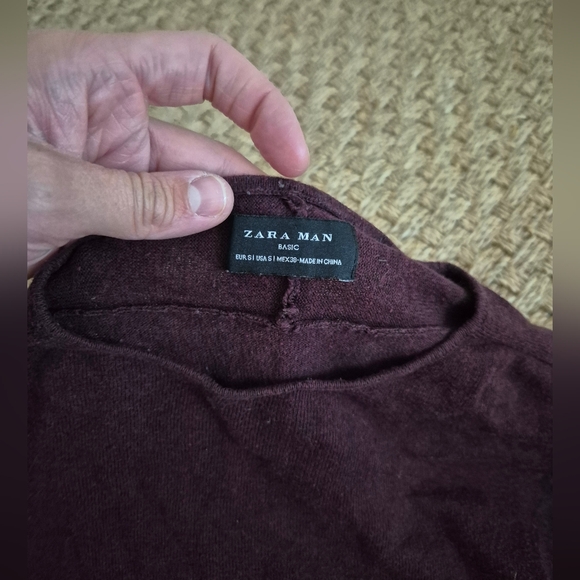 Zara Maroon Burgundy Long Sleeve Sweater Top - Picture 2 of 2